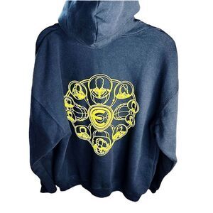 Marvel Circular Yellow Heroes Hoodie Black Sweatshirt